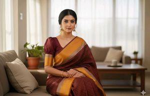 Traditional brown pure kanipuram pattu saree