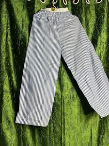 Striped Blue And White Trousers With Elastic Belt