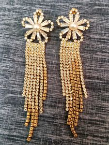 Sparkling Gold Tassel Earrings