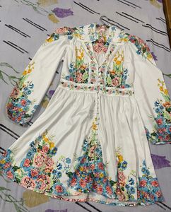 Puff Sleeves, Floral Printed, Knee Dress