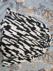 Satin Black And Whote Striped Shirt