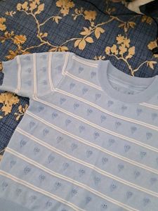 Blue Striped Knit Top