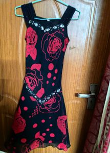 Black Pinteresty Sequin Detail Floral Dress