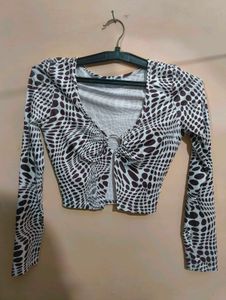 Brown Pattern Crop Top
