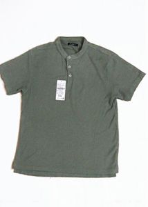 Casual Olive Green Henley Shirt