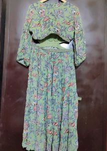 Lime Green Floral Print Maxi Dress For 36 Bust
