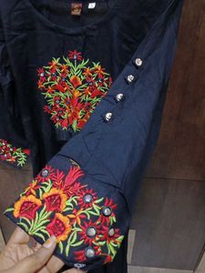 Embroidered Black Kurta