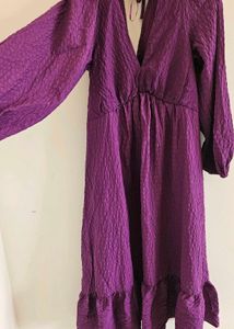 Purple textured midi dress