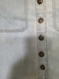 Light Wash Denim Button-Front Skirt
