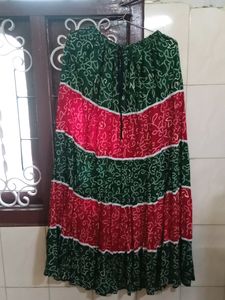 Beautiful Green And Red Long Skirt