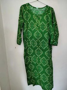 Green Bandhani Print Kurti