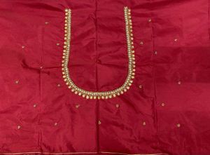 Marroon Maggam Work Blouse Unstitched.