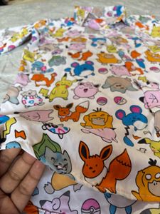 Cartoon Print Button-Up Shirt