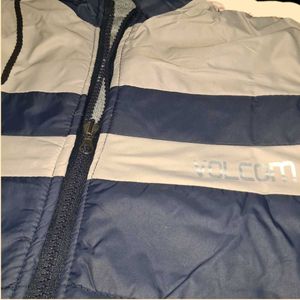 Men&#39;s Jacket With Zipper Hoodie, Blue &amp; Grey