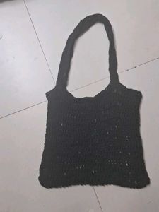 Black Crochet Tote Bag