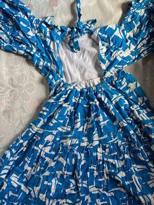 Blue &amp; White Print Mini Dress