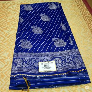 Blue Printed Saree
