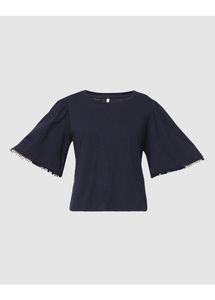 Blue Round Neck Top