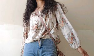 Floral Knot-Front Top