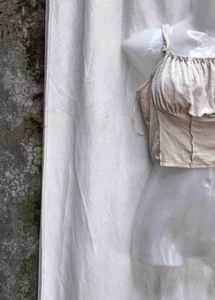 I. Elegant Beige Corset Crop Top