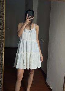 NEW LOOK White Strappy Tiered Mini Dress