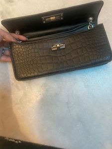 Black Croc Embossed Clutch