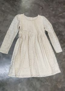 Korean cream lace dress