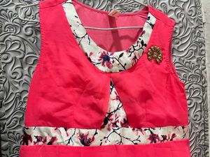 Pink Floral Accent Top