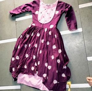 Dark Falsa And Baby Pink Mix Colour Kurti