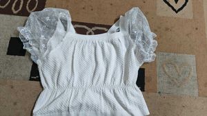 White Lace Sleeve Top Size- M