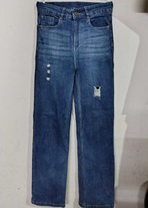 Ajio Distressed Blue Jeans