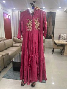 Embroidered Red Gown