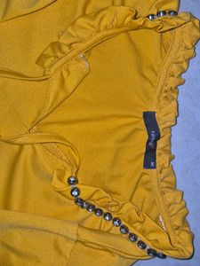 Mustard Top with Ruffle Detail