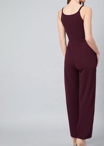 Athena Women Burgundy Solid Baisc Jumpsuit