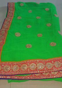 Green Embroidered Saree