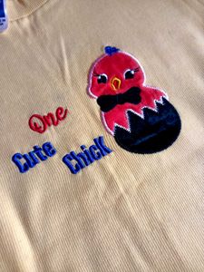 Pure Cotton Ribbed Tshirt With Chick Partner