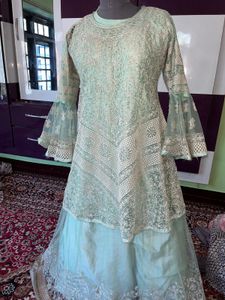 🎉offer Mint Green Embroidered Party Dress