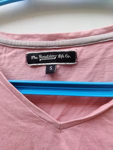 Roadster Pure Cotton Basic Pink T-shirt