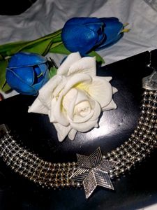 Star Charm Silver Beaded Choker