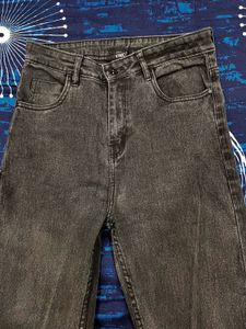 Dark Grey Flared Jeans (high Rise)