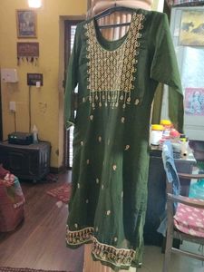 Green Embroidered Kurta Set