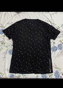 DJ&amp;C Black Geometric Print Casual T-Shirt