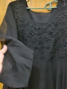 Elegant Black flared anarkali gown and dupatta set