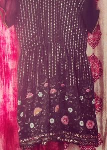 Embroidered Green Party kurta with Dupatta