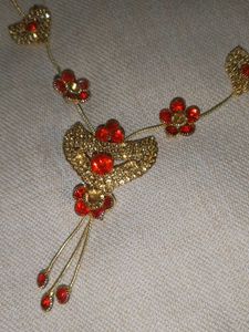 Gold-tone Red Stone Jewelry Set