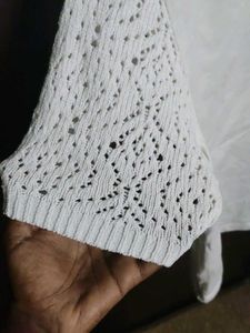 White Crochet Sleeve Top