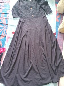 Black Lace Top with Gold Buttons