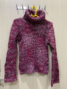 Imported Pink Knit Turtleneck Sweater