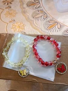 Pack Of 2 Glass Beads Charms Bracelets