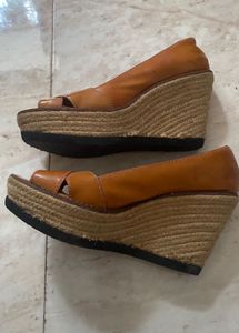 Michael Kors Tan Peep-Toe Wedges
